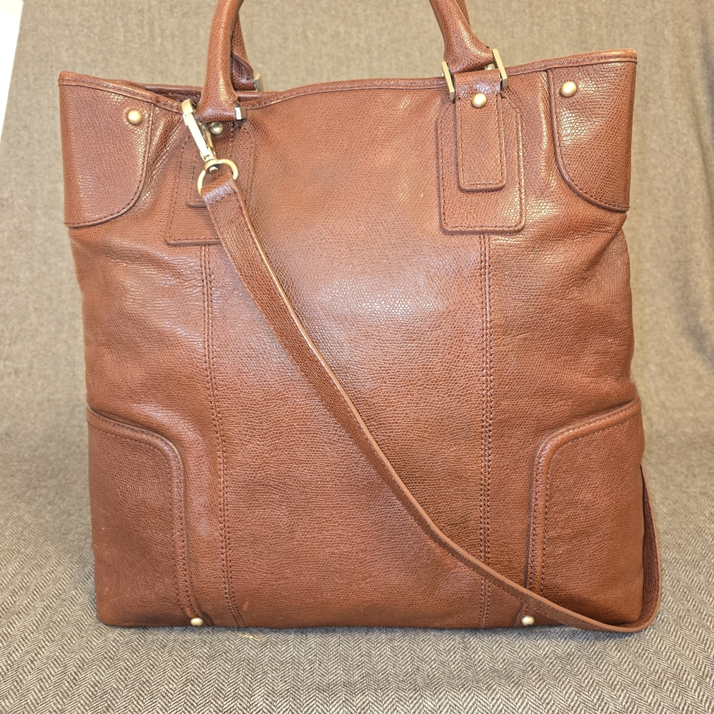 Talbots Brown Leather Purse / Tote Bag - Picture 4 of 12